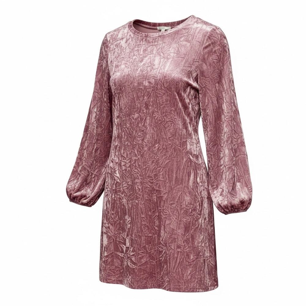 Abound Pink Crushed Velvet Long Sleeve Mini Dress XS